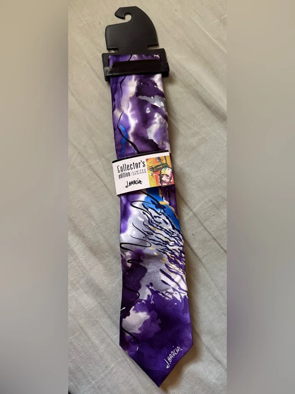 J. Garcia Purple Abstract Silk Neck Tie